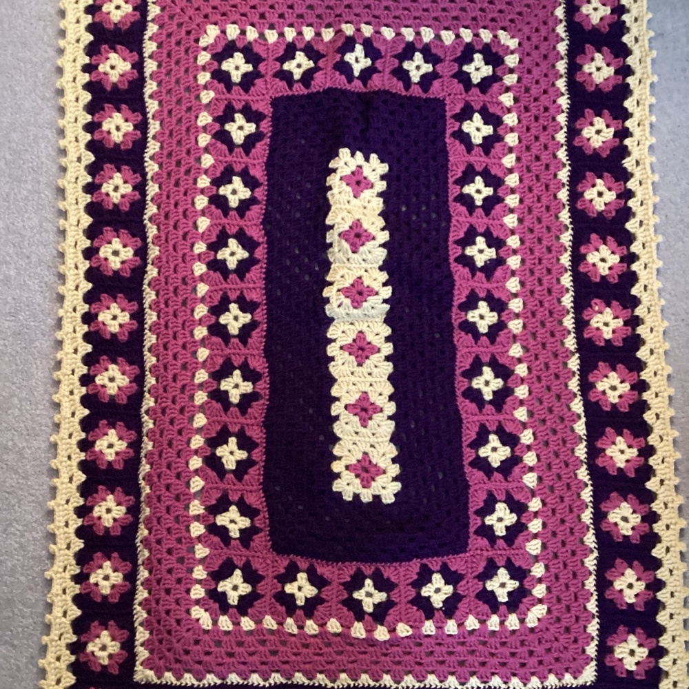 Brand New Granny Square Morocco Inspired Throw, Lap Robe, Crib Blanket 46”x34” - Picture 1 of 4
